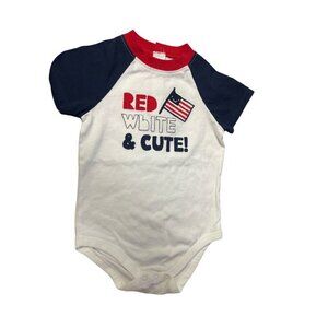 Patriotic Baby Onesie "Red White & Cute!" Short Sleeve Infant Bodysuit With Snap